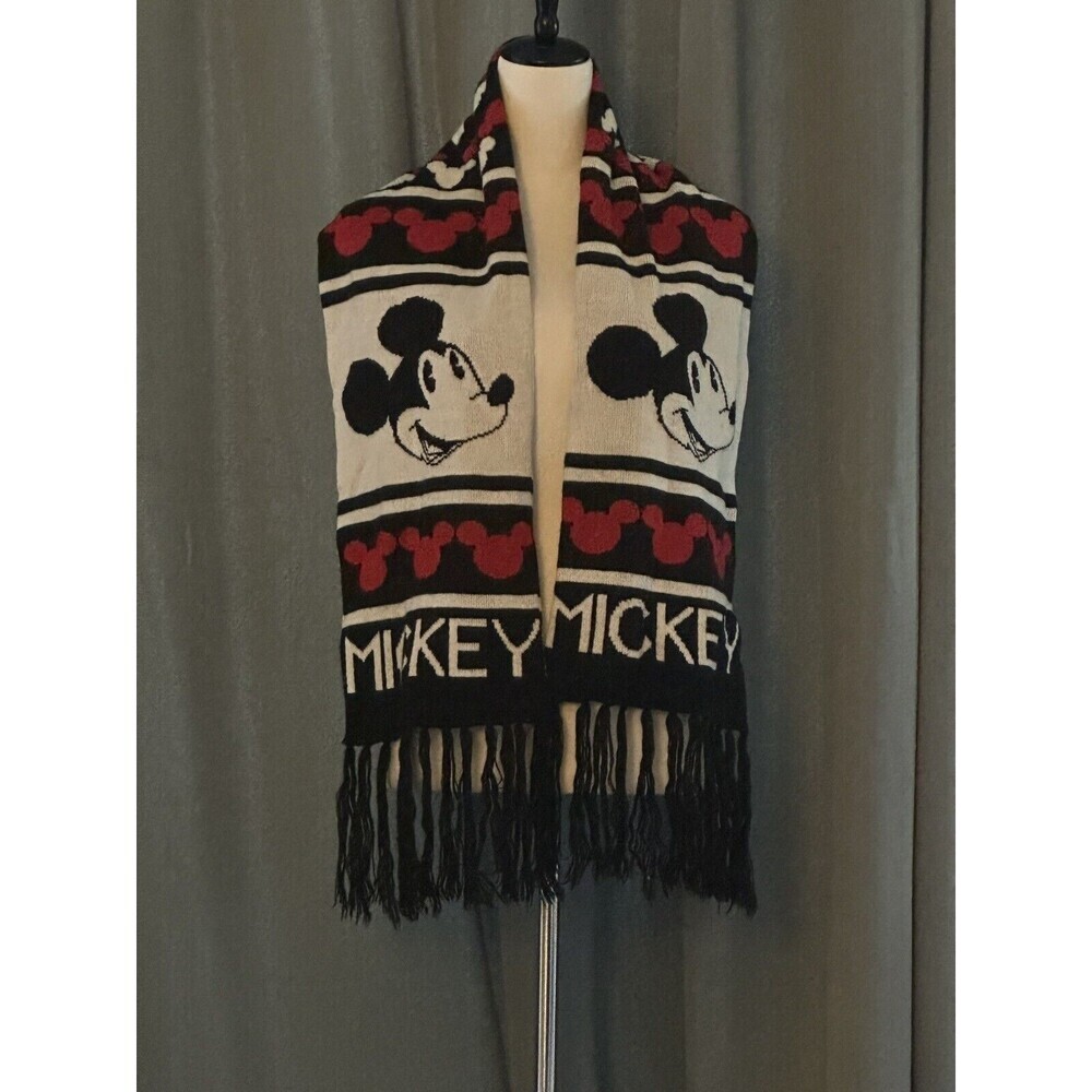 Disney Mickey Mouse Scarf 100% Acrylic 56” Long Head Wrap Winter Unisex